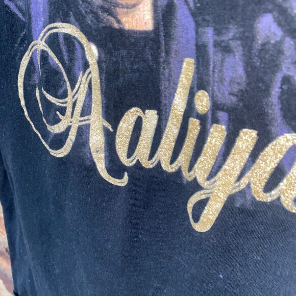 Aaliyah Black Sparkle Graphic Short Sleeve Crew Neck T-Shirt Women's Size XL - Picture 5 of 7